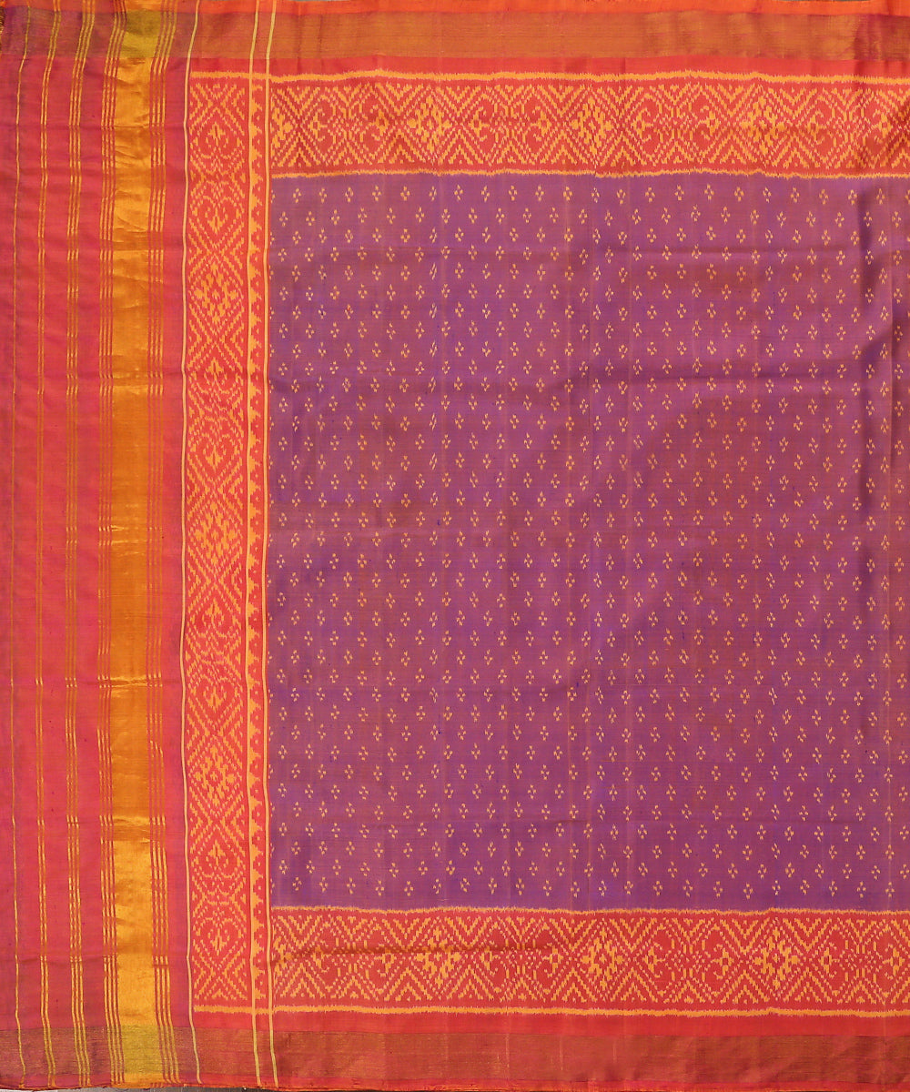 Orange Handloom Pure Mulberry Silk Ikat Patola Dupatta - WeaverStory