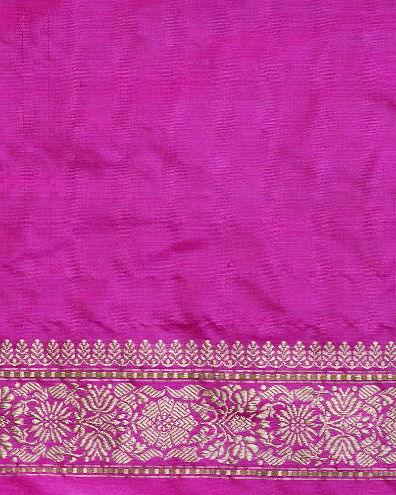Handloom Hot Pink Kadhwa Katan Silk Banarasi Saree with Jangla Design ...