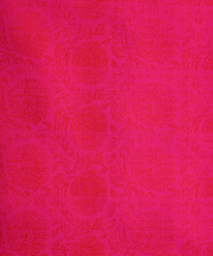 Handloom Hot Pink Reshmi Pure Katan Silk Tanchoi Banarasi Fabric with -  WeaverStory
