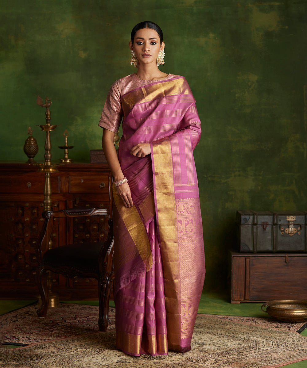 Exquisite Pink Kanjeevaram Handloom Pure Silk Saree: A Timeless Elegance -  Buy Now