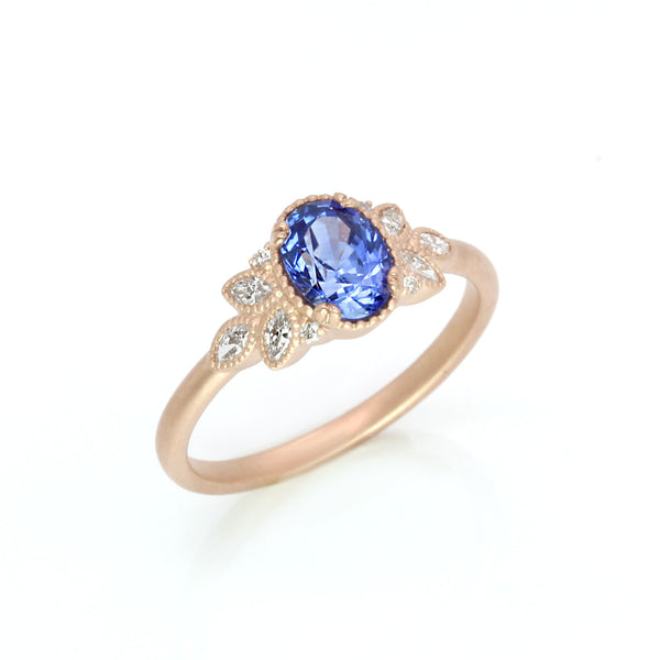 Fae Ring | Oval Cornflower Blue Sapphire Vintage Inspired Engagement ...