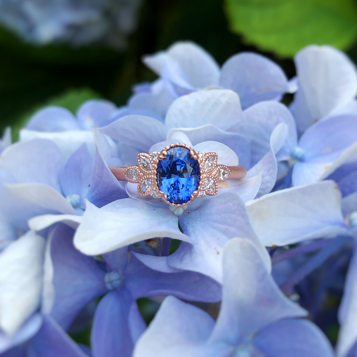 Fae - Oval Cornflower Blue Sapphire Vintage Inspired Engagement Ring ...