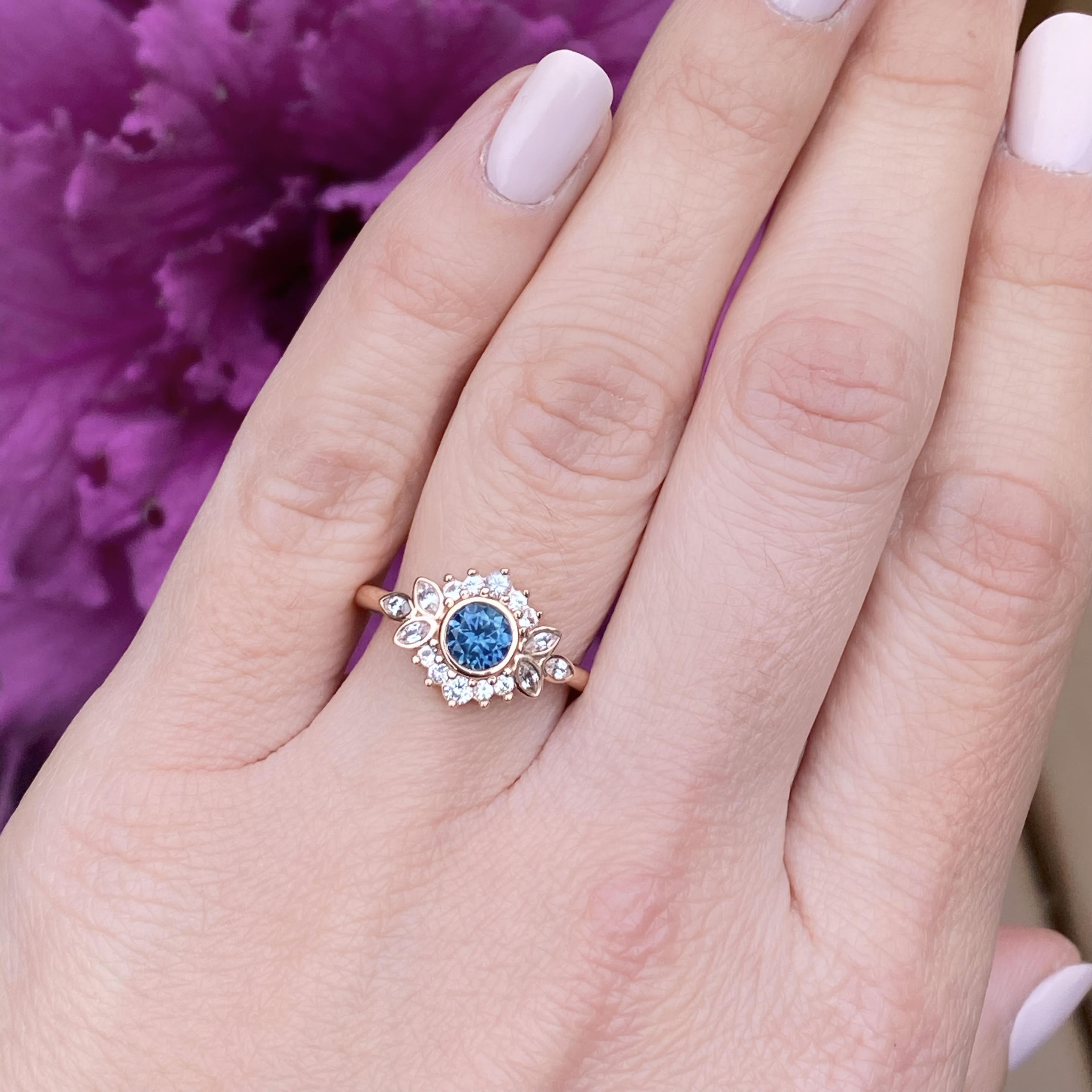 Dahlia Ring | Teal Sapphire