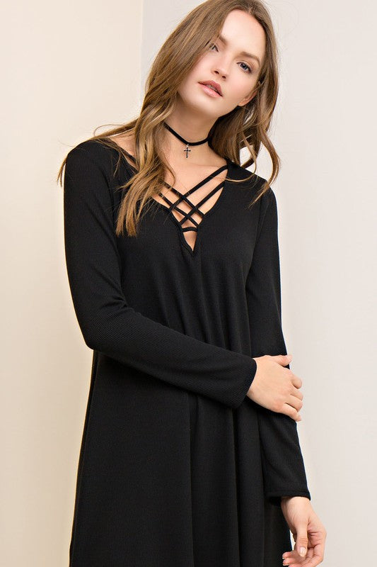 Black V Neck T Shirt Dress Clearance ...