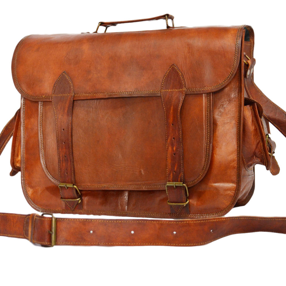 Vintage Leather Messenger Bag, Laptop Bag for Men