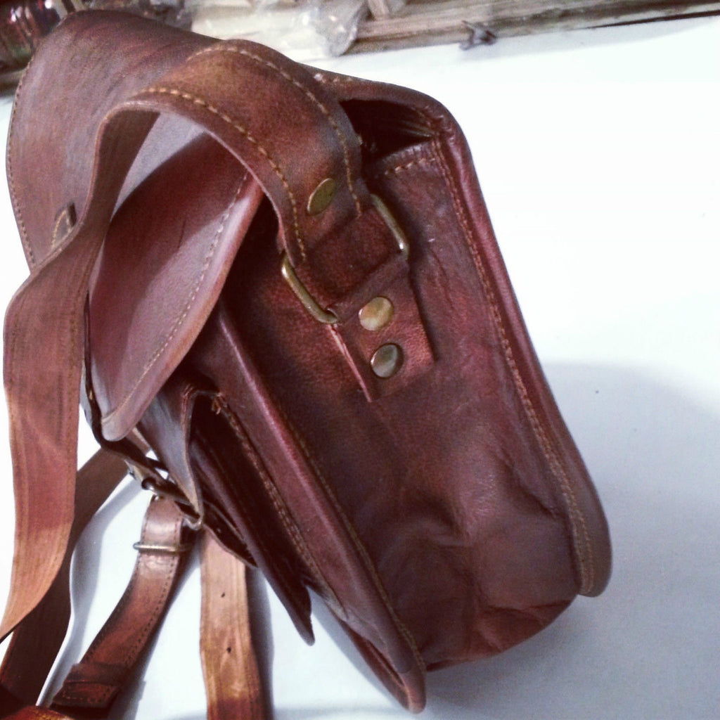 Vintage Leather Satchel small messenger bag for Women