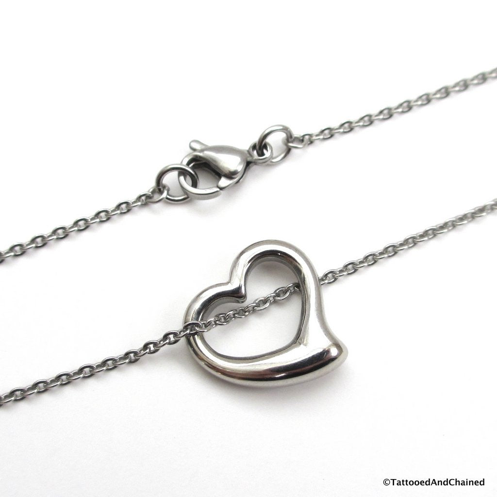 Open heart necklace, stainless steel jewelry