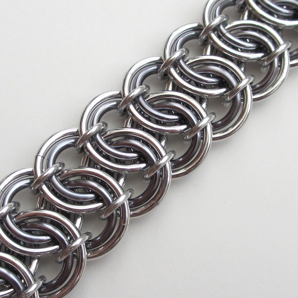 Gray chainmaille bracelet, garter belt weave – Tattooed and Chained ...