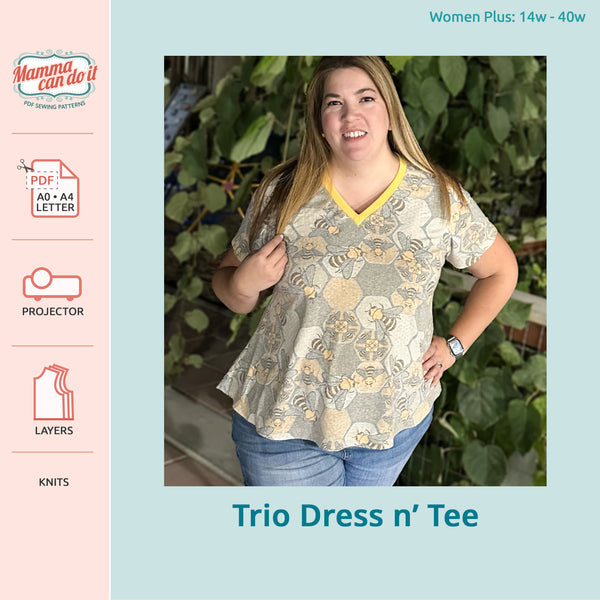 Trio Dress n' Tee Sewing Pattern Sizes Baby, Youth, Women and Women Plus