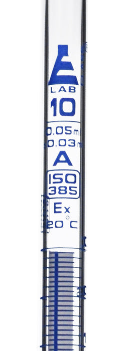滴定管，10ml-ASTM，A类-硼硅酸盐3.3玻璃-舍尔巴赫设计-PTFE旋塞-0.05ml蓝色刻度-Eisco实验室欧宝体育官网进入