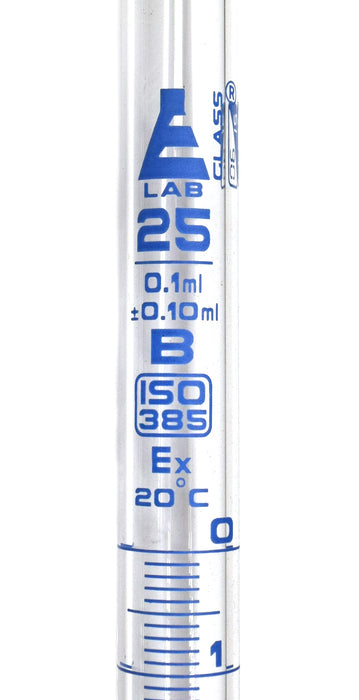 滴定管，25ml-B级，DIN ISO 385，硼硅酸盐玻璃带玻璃键旋塞，0.10ml刻度-Eisco实验室欧宝体育官网进入