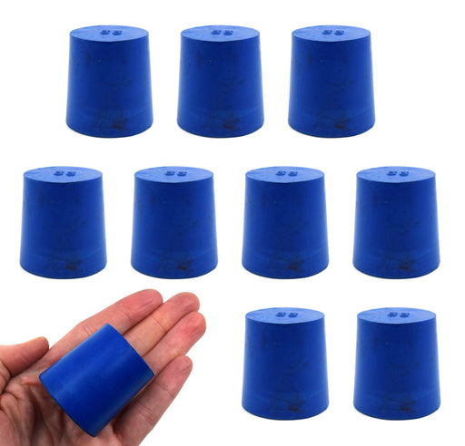 氯丁橡胶塞子，实心蓝色-尺寸:33毫米底部，38毫米顶部，38毫米长度- 10包