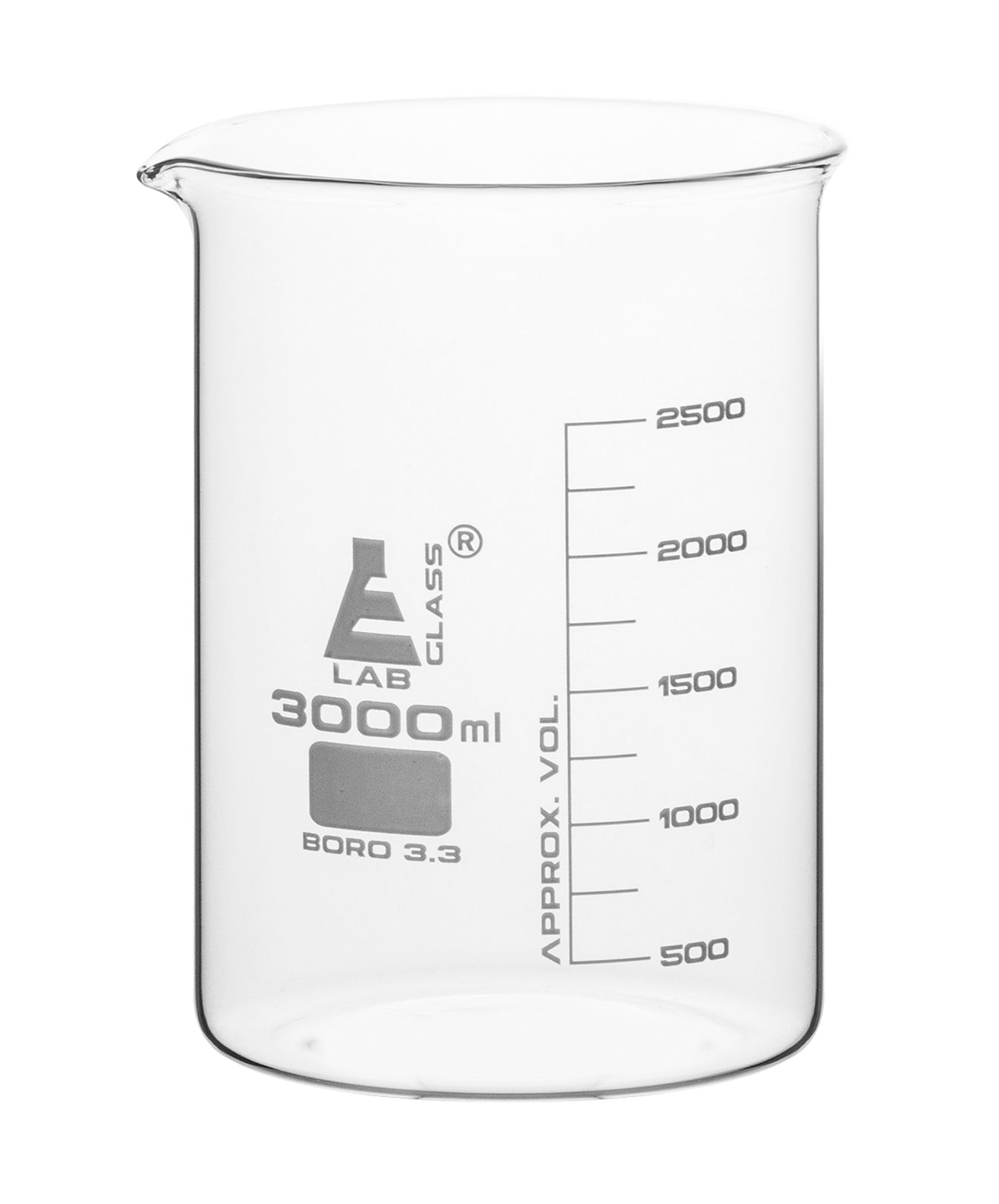 Beaker 3000ml Low Form White Graduations Borosilicate Glass — Eisco Labs 5988