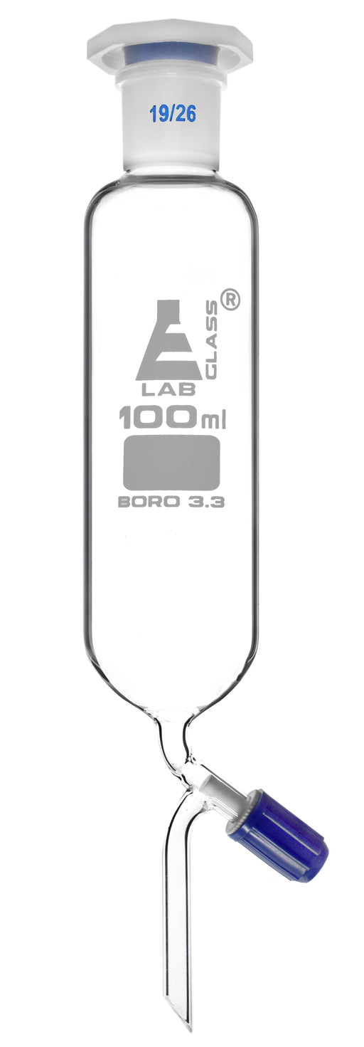 掉落漏斗，100毫升 -  19/26塑料塞子 - 未生产的，螺钉类型Rotaflow Stopcock-圆柱形，硼硅酸盐玻璃-Eisco Labs欧宝体育官网进入