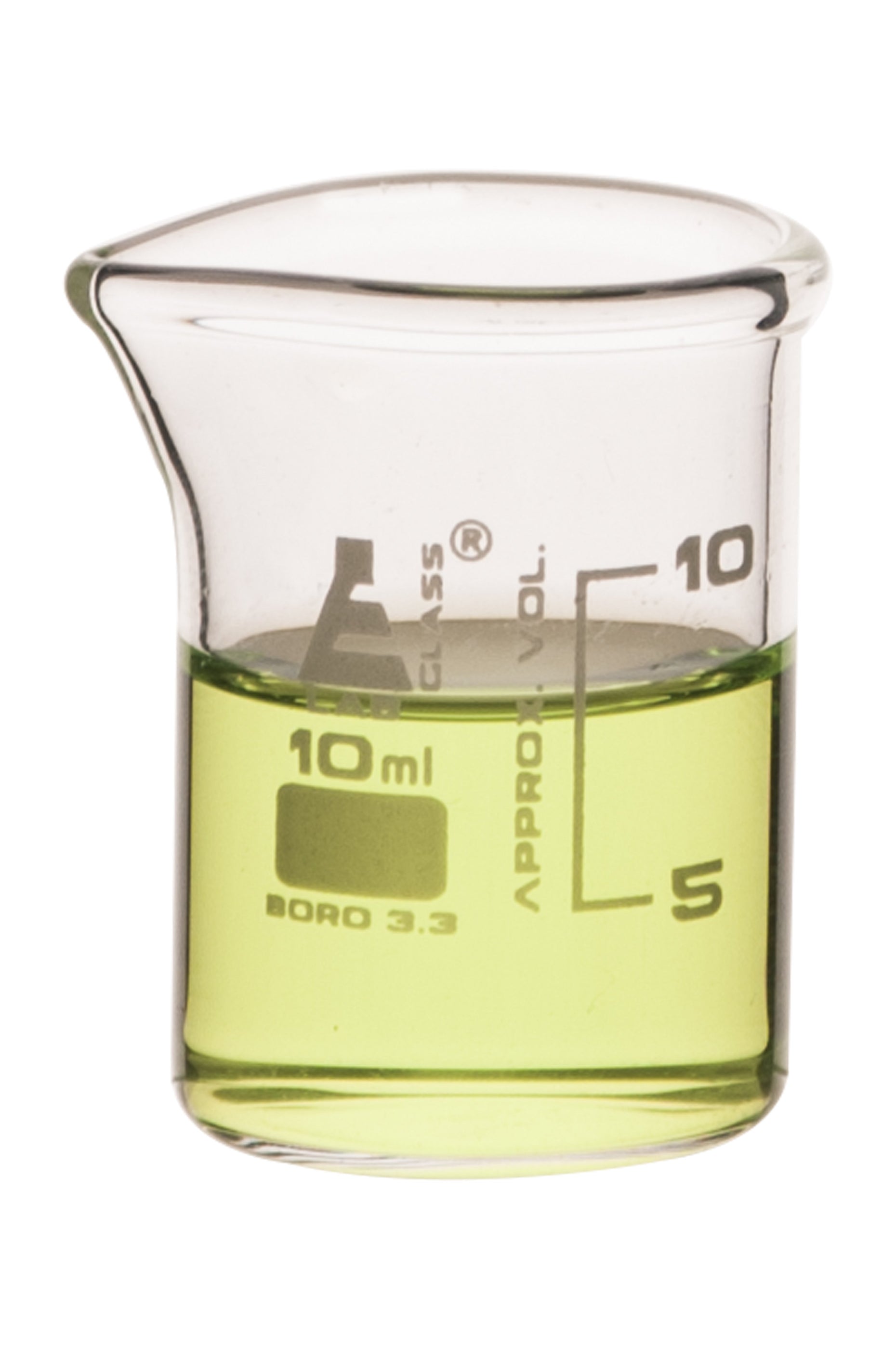 Beaker 10ml Astm Low Form With Spout White Graduations Borosi — Eisco Labs 5856