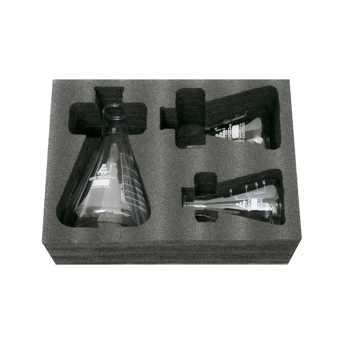 安全包Erlenmeyer烧瓶套件-500毫升，1000毫升和2000毫升 - 狭窄的脖子，硼硅酸盐3.3玻璃