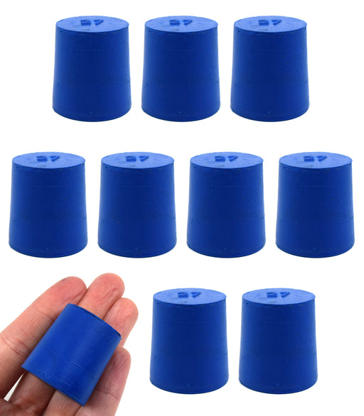 氯丁橡胶塞子，实心蓝色-尺寸:27mm底部，31mm顶部，32mm长度- 10包