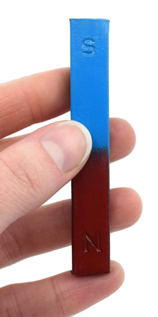 Bar Magnets, Set of 2 - Red & Blue, North/South Poles - Chrome Steel -  Includes Keepers - Perfect for Physics Classrooms & Magnetism Experiments 
