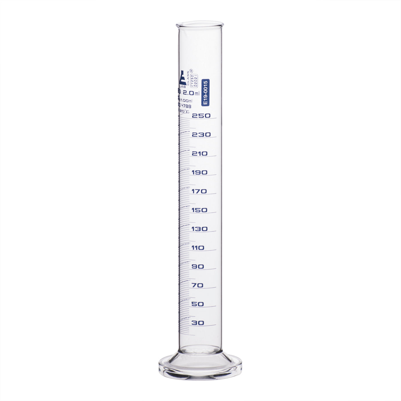 Graduated Cylinder 250ml Class A Round Base Borosilicate Glass — Eisco Labs 8012