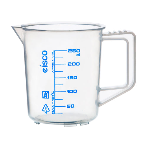 TPX Measuring Jug with Spout and Handle, Short Form, 250 ml, 25 ml Gra —  Eisco Industrial