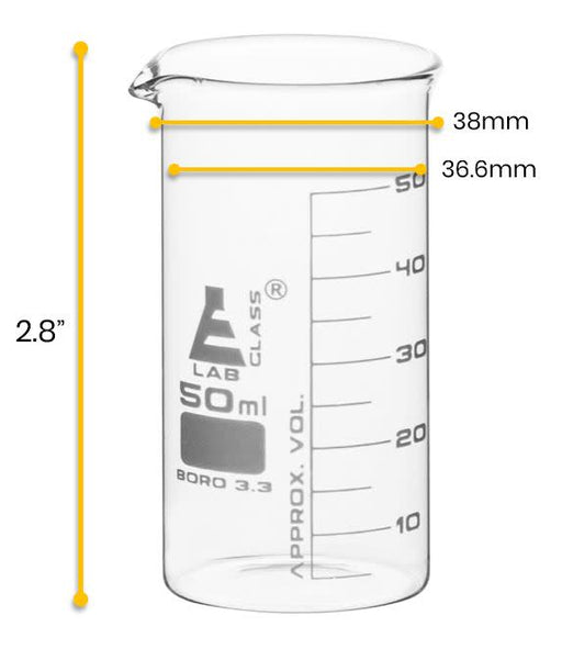 烧杯，50毫升 - 高形状 - 白色毕业 - 硼硅酸盐玻璃