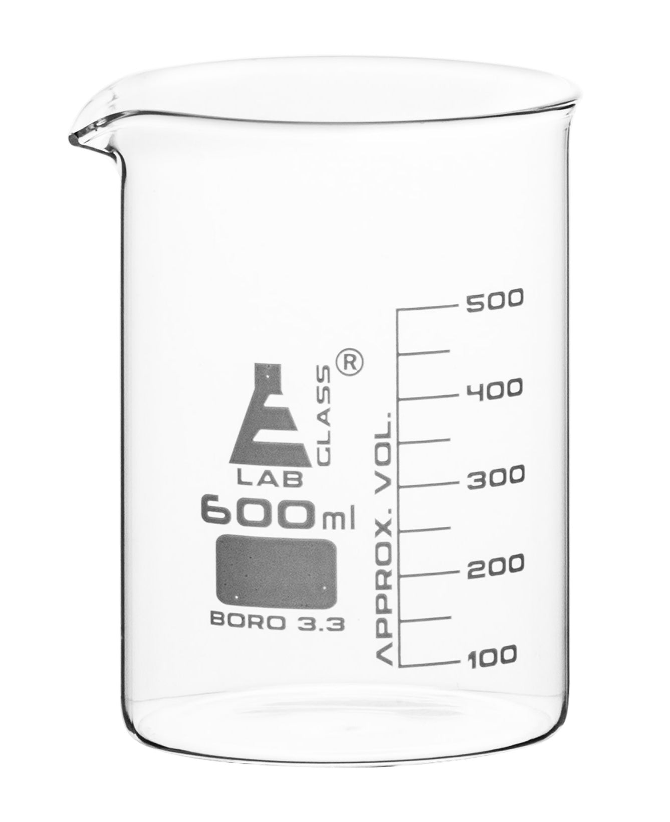 Beaker 600ml Low Form 50ml Graduations Borosilicate Glass — Eisco Labs 6191