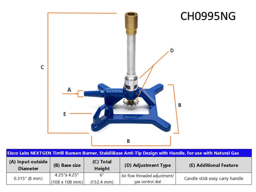 Basic Bunsen Burner, Natural Gas — Eisco Labs