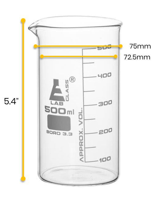 烧杯，500ml -高形-白色毕业证-硼硅酸盐玻璃
