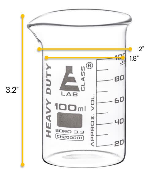 12PK重型烧杯，100ml  - 厚，厚壁均匀，耐久性和耐化学性 - 白色毕业 - 硼硅酸盐3.3玻璃 - 艾斯科实验室欧宝体育官网进入