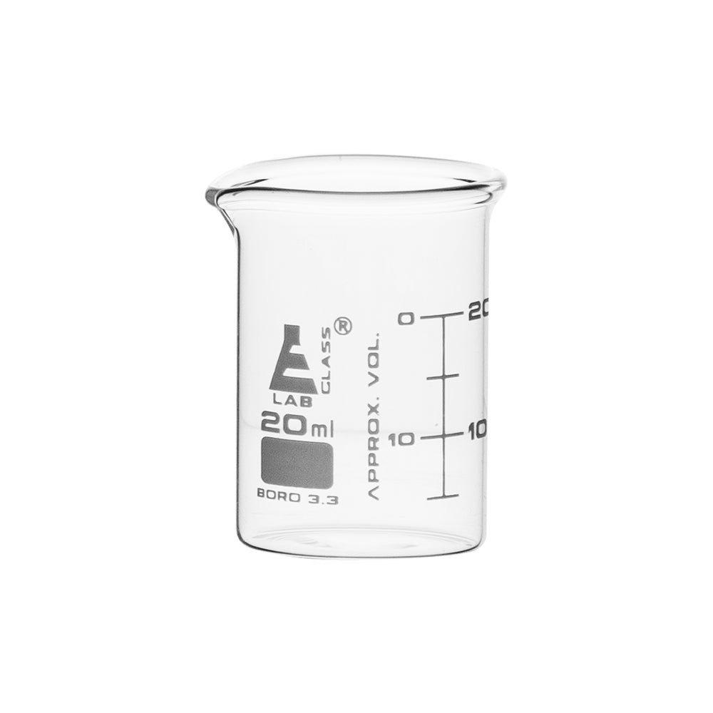 Beaker 20ml Astm Low Form Dual Scale Graduations Borosilicate — Eisco Labs 4827