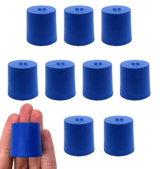 氯丁橡胶塞子，实心蓝色-尺寸:底部29mm，顶部31mm，长度32mm -每包10个