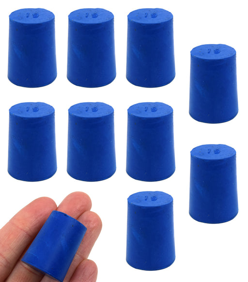 氯丁橡胶塞，实心蓝色-尺寸:底部19mm，顶部22mm，长度28mm -每包10个