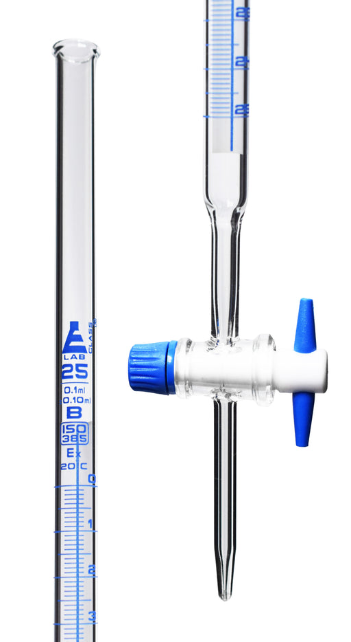 Schellbach Burette, 50mL - Class B - PTFE Stopcock - Blue Graduations —  Eisco Labs