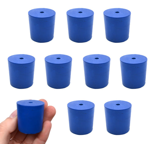 氯丁橡胶塞子，1孔-蓝色-尺寸:底部29mm，顶部31mm，长度32mm -每包10个