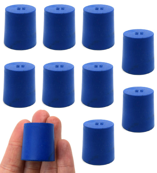 氯丁橡胶塞子，实心蓝色-尺寸:23mm底部，26mm顶部，28mm长度- 10包