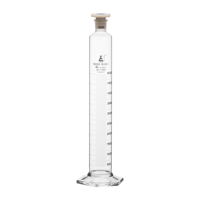 Measuring Cylinder 500ml Class B 2429 Polypropylene Stopper He — Eisco Labs 0340