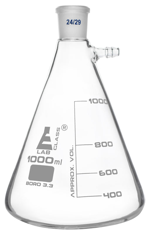Buchner过滤瓶，1000ml  -  24/29联合，侧臂 - 白色毕业 - 硼硅酸盐玻璃 - 艾斯科实验室欧宝体育官网进入