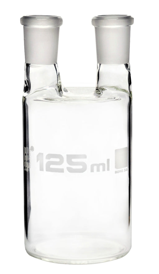 沃尔夫气体清洗瓶，125ml -硼硅酸盐玻璃-两个颈