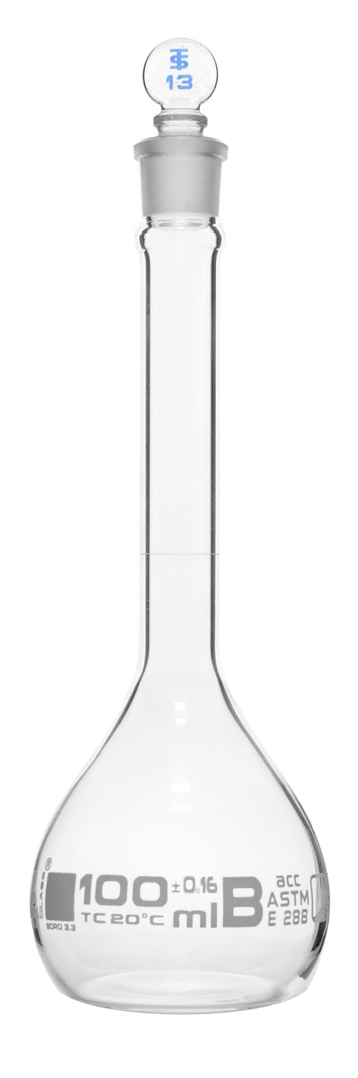 StonyLab Glass Volumetric Flask Class A with Glass Stopper, Borosilicate Glass Heavy Wall Volumetric Flask Tolerance ±0.15 mL, 250 ml