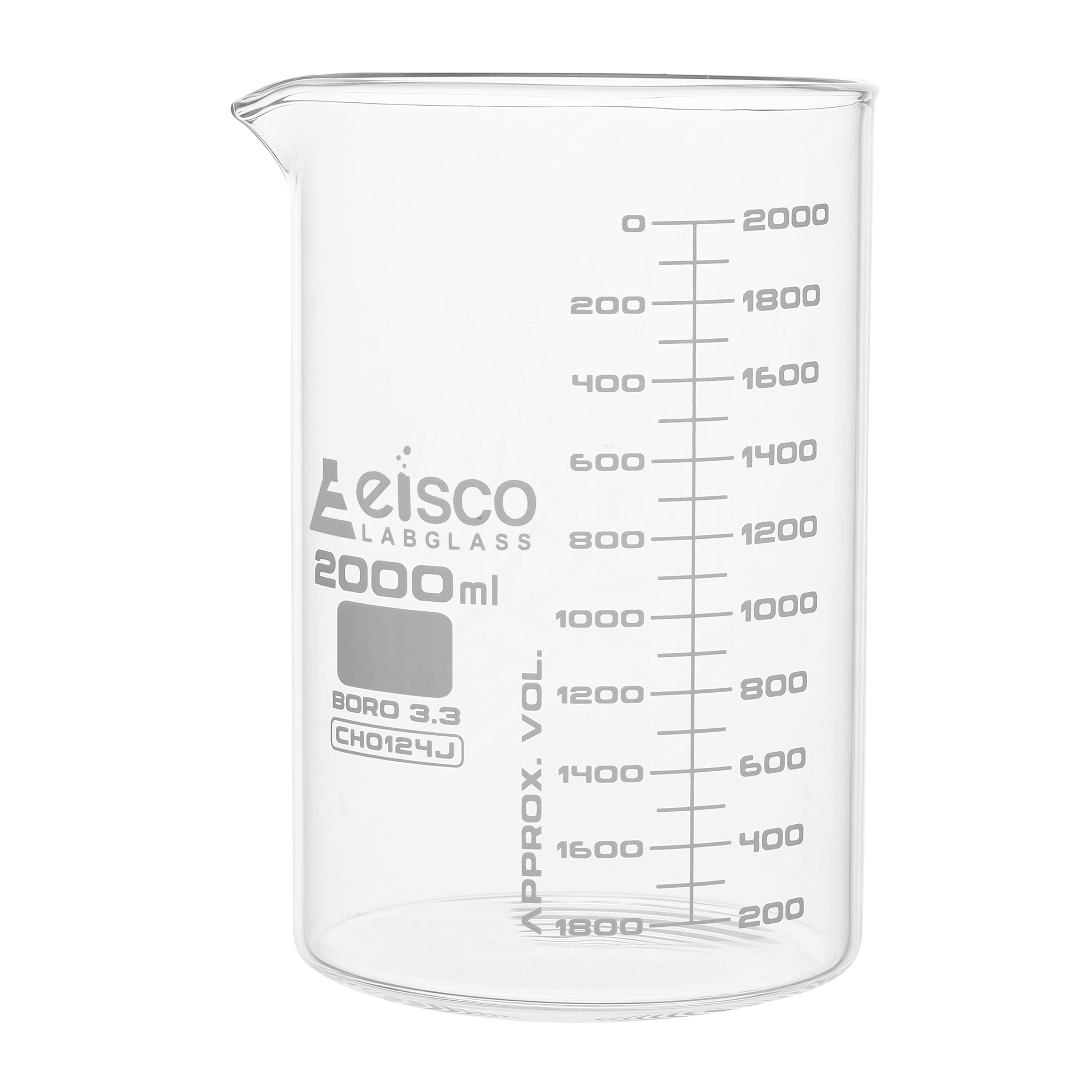 Beaker 2000ml Astm Low Form Dual Scale Graduations Borosilicat — Eisco Labs 6790