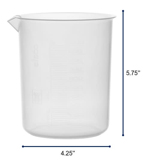 Plastic Beaker 1000ml Polypropylene Raised Graduations Eisco Labs