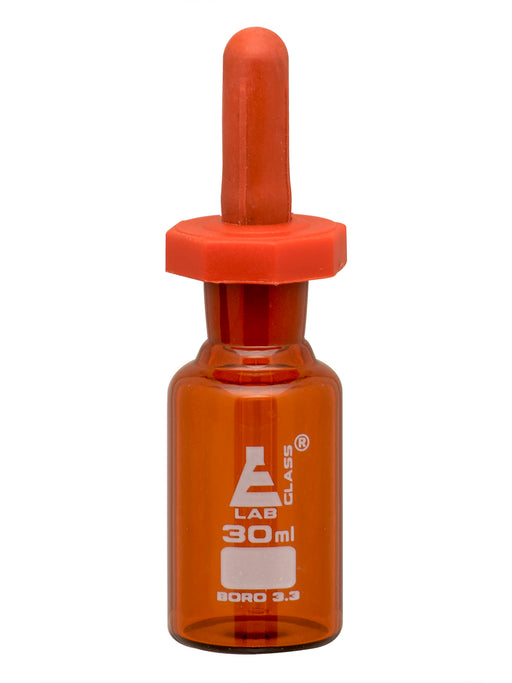 滴瓶，30ml（1盎司） - 眼滴管移液管 - 琥珀色硼硅酸盐3.3玻璃