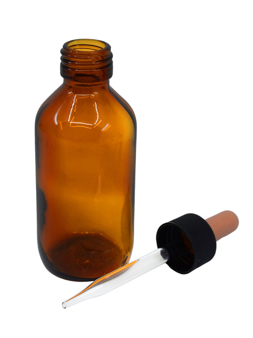 滴瓶，100ml（3.3oz） - 带玻璃滴管的螺帽 - 苏打玻璃