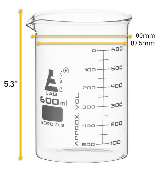 Beakers, Low Form, Borosilicate Glass, 400 mL - Arbor Scientific