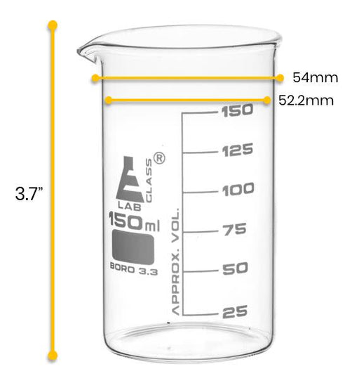烧杯，150ml -高形-白色毕业-硼硅酸盐玻璃