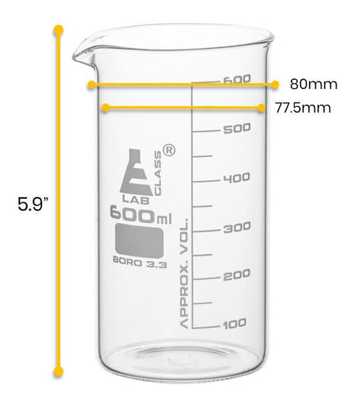烧杯，600ml -高形-白色毕业证-硼硅酸盐玻璃