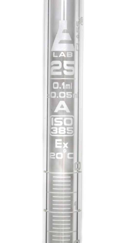 滴定管，25ml  -  A类，DIN 385兼容，硼硅酸盐玻璃与PTFE钥匙杆，0.10ml毕业 - 艾斯科实验室欧宝体育官网进入