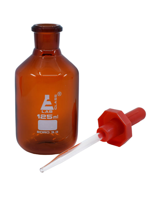 滴瓶，125ml（4.2oz） - 眼滴管液管 - 琥珀色硼硅酸盐3.3玻璃