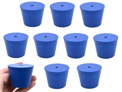 氯丁橡胶塞子，1孔-蓝色-尺寸:35mm底部，45mm顶部，36mm长度- 10包
