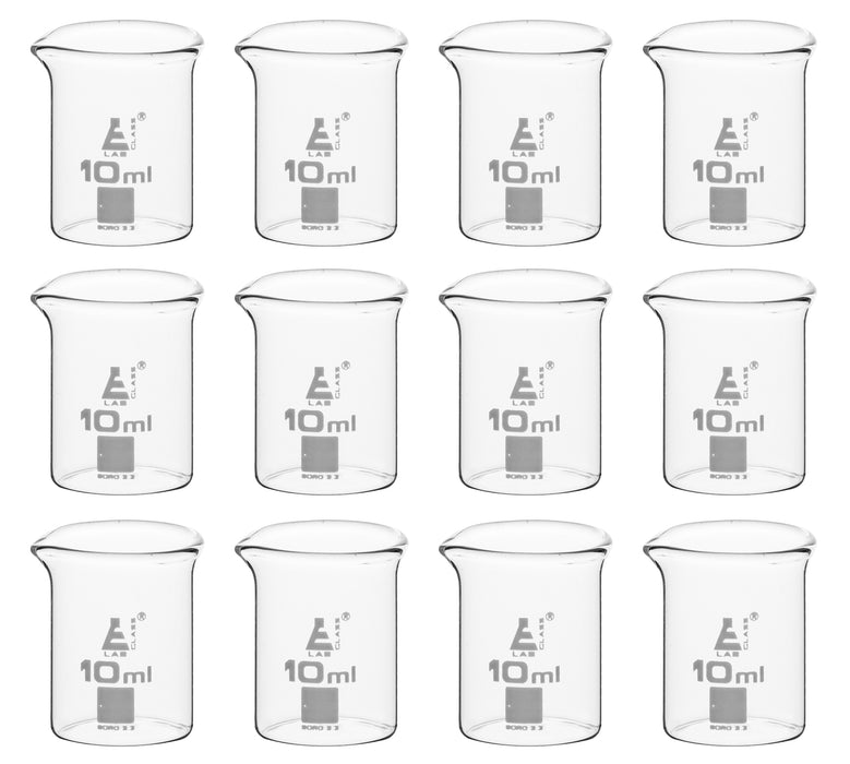 12PK烧杯，10ml -低形态-未分级硼硅酸盐玻璃